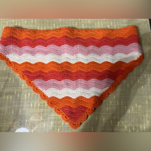 NWT-Sunday State Accessories Crochet Bandana Hair Scarf , Orange/Pink - Picture 4 of 4